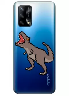 Чехол для OPPO A74 с принтом - Пиксельный динозавр
