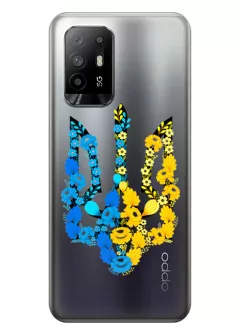 Чехол для OPPO A94 5G / A95 5G / F19 Pro+ из прозрачного силикона - Герб Украины в цветах