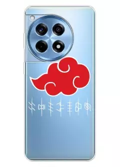 Чехол для OnePlus Ace 3 из прозрачного силикона - Naruto Akatsuki лого