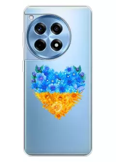Патриотический чехол OnePlus Ace 3 с рисунком сердца из цветов Украины