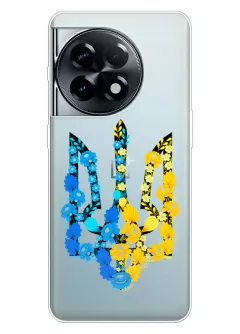 Чехол для OnePlus Ace 2 из прозрачного силикона - Герб Украины в цветах