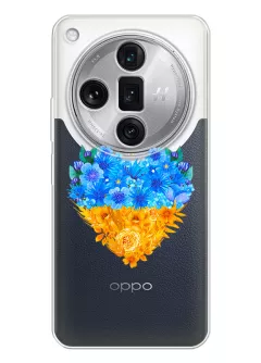 Патриотический чехол Oppo Find X7 с рисунком сердца из цветов Украины