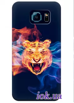 Чехол для Galaxy S6 Edge Plus - Тигр в огне