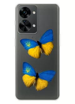 Чехол для OnePlus Nord 2T 5G из прозрачного силикона - Бабочки из флага Украины