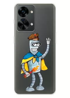 Прозрачный чехол на OnePlus Nord 2T 5G с Бендером и коктелем Молотова