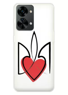 Чехол на OnePlus Nord 2T 5G с сердцем и гербом Украины