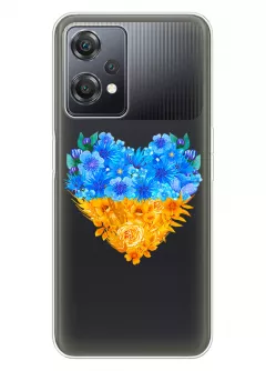 Патриотический чехол OnePlus Nord CE 2 Lite 5G с рисунком сердца из цветов Украины
