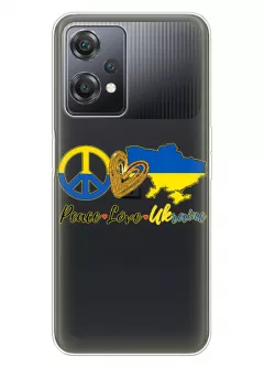 Чехол на OnePlus Nord CE 2 Lite 5G с патриотическим рисунком - Peace Love Ukraine