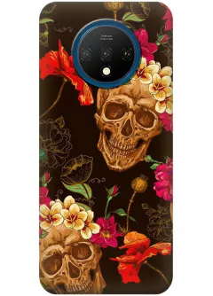Чехол для OnePlus 7T - Черепа в цветах