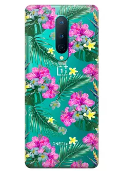 Прозрачный чехол на OnePlus 8 - Тропические цветы