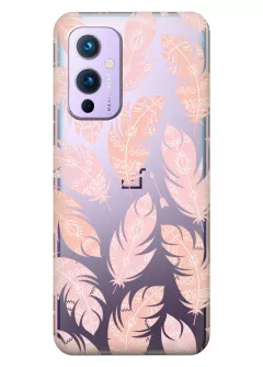 Чехол на OnePlus 9 - Розовые перья