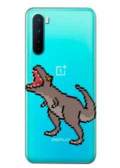 Прозрачный чехол для OnePlus Nord - Пиксельный динозавр