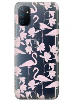 Чехол для OnePlus Nord N100 - Розовые фламинго