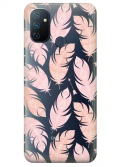 Чехол для OnePlus Nord N100 - Розовые перья