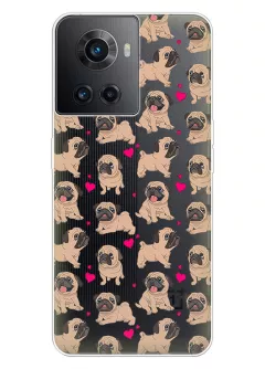 Чехол для OnePlus Ace для собачников - Влюбленные мопсы
