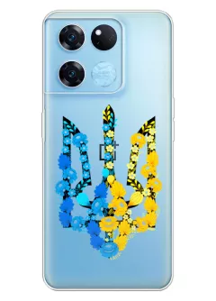 Чехол для OnePlus Ace Racing из прозрачного силикона - Герб Украины в цветах