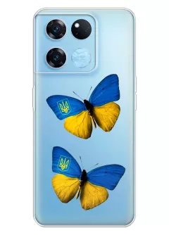 Чехол для OnePlus Ace Racing из прозрачного силикона - Бабочки из флага Украины