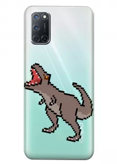 Прозрачный чехол для OPPO A52 - Пиксельный динозавр