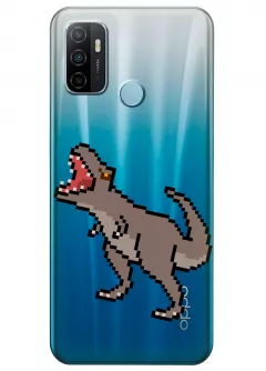 Чехол для OPPO A53 - Пиксельный динозавр