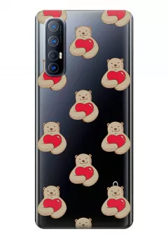 Прозрачный чехол для OPPO Reno 3 Pro - Влюбленные медведи