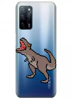 Чехол для OPPO A55 5G - Пиксельный динозавр