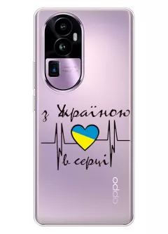 Чехол для OPPO Reno 10 (China) из прозрачного силикона - С Украиной в сердце