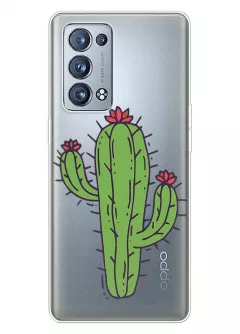 Чехол для OPPO Reno 6 Pro Plus 5G с рисунком на прозрачном силиконе - Тропический кактус