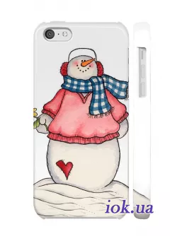 Чехол на iPhone 5C - Новогодний снеговик