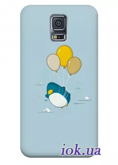 Чехол для Galaxy S5 Plus - Пингвин на шарах