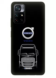 Наладка для Поко М4 Про 5Дж из силикона - Volvo Вольво логотип и автомобиль машина вектор-арт фура грузовик трак белый (Дизайн 2)