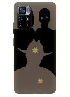 Чехол-накладка для Поко М4 Про из силикона - Ходячие мертвецы The Walking Dead шериф на фоне зомби вектор-арт коричневый чехол