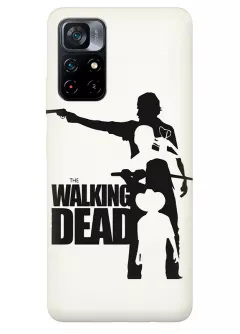 Чехол-накладка для Поко М4 Про из силикона - Ходячие мертвецы The Walking Dead название с главными героями в черно-белом стиле вектор-арт белый чехол