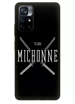 Чехол-накладка для Поко М4 Про из силикона - Ходячие мертвецы The Walking Dead White Michonne Team Logo черный чехол