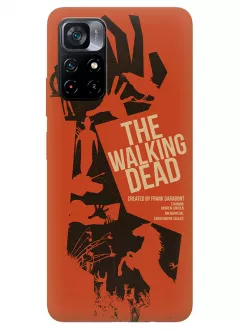 Чехол-накладка для Поко М4 Про из силикона - Ходячие мертвецы The Walking Dead постер с названием в векторном стиле оранжевый чехол
