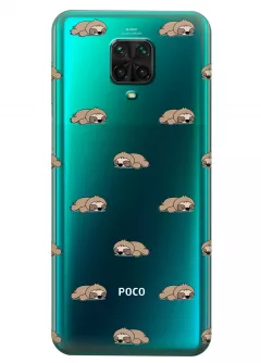 Прозрачный чехол на Poco M2 Pro - Спящие ленивцы