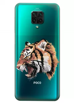 Прозрачный чехол на Poco M2 Pro - Тигр