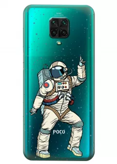 Прозрачный чехол на Poco M2 Pro - Веселый космонавт