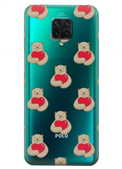 Прозрачный чехол на Poco M2 Pro - Влюбленные медведи