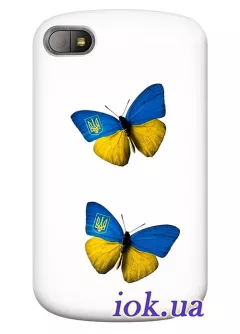 Чехол для Blackberry Q10 - Патриотические бабочки 
