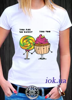 Прикольная, яркая летняя футболка для сладкоежки, на подарок, You are so sweet- 