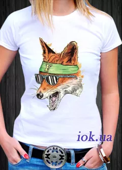 Прикольная летняя футболка с лисой хиппи в очках для девушек, на подарок - By Ta
