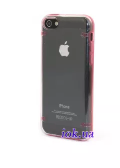 Прозрачный чехол для iPhone 5/5S из силикона, розовый