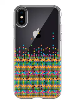 Силиконовый чехол для iPhone X с пикселями на черном смартфоне