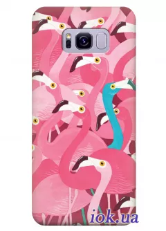 Чехол для Galaxy S8 - Яркие фламинго