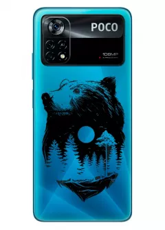 Прозрачный силиконовый бампер на Poco X4 Pro 5G - Медведь