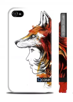 Авторский чехол Qcase "Девушка лиса" для Айфон 4, 4с - Fox