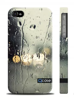 Качественный чехол Qcase "Дождь" для Айфон 4, 4с - Rain