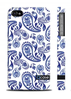 Пластиковый кейс Qcase "Гжель" для Айфон 4, 4с - Gzel