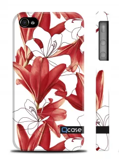 Чехол Qcase с яркими цветами для Айфон 4, 4с, - marimekko Flowers