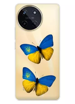 Чехол для Realme 11 4G из прозрачного силикона - Бабочки из флага Украины